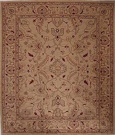 Pakistani Pishavar Beige Rectangle 8x10 ft Wool Carpet 13814