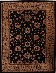 Pakistani Pishavar Black Rectangle 9x12 ft Wool Carpet 13899