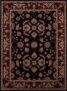 Pakistani Pishavar Black Rectangle 9x12 ft Wool Carpet 13958