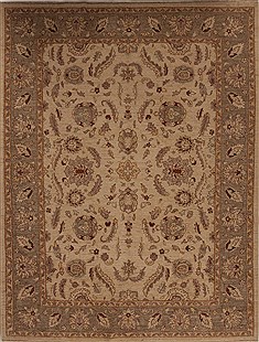 Pakistani Pishavar Beige Rectangle 9x12 ft Wool Carpet 13960