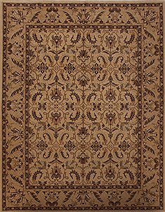Pakistani Pishavar Beige Rectangle 9x12 ft Wool Carpet 13965