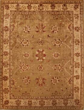 Pakistani Pishavar Green Rectangle 9x12 ft Wool Carpet 13970