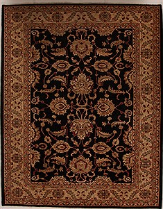 Pakistani Pishavar Black Rectangle 9x12 ft Wool Carpet 13978