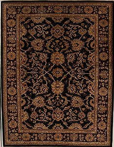 Pakistani Pishavar Black Rectangle 9x12 ft Wool Carpet 13981