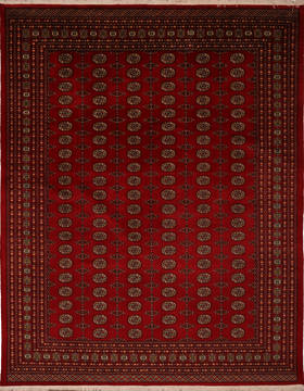 Pakistani Bokhara Red Rectangle 9x12 ft Wool Carpet 135892