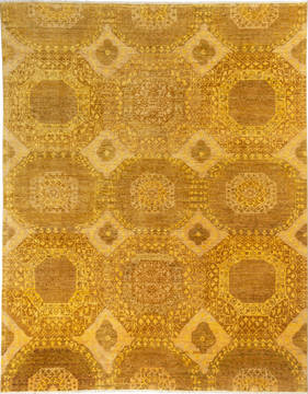 Afghan Chobi Yellow Rectangle 8x10 ft Wool Carpet 135899