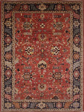 Pakistani Ferahan Red Rectangle 10x14 ft Wool Carpet 136199