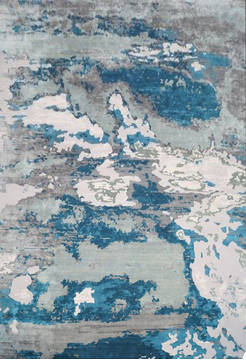 Modern Blue Hand Knotted 10'0" X 14'0"  Area Rug 903-136219