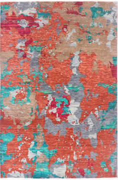 Modern Multicolor Hand Knotted 6'0" X 9'0"  Area Rug 904-136312