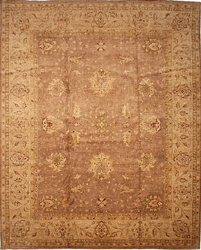 Pakistani Ziegler Brown Rectangle 12x15 ft Wool Carpet 136518