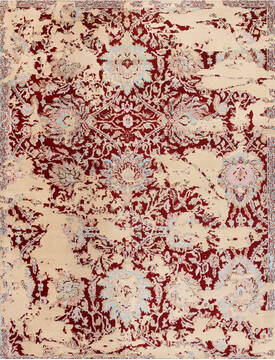 Agra Red Hand Knotted 8'0" X 10'0"  Area Rug 902-136757
