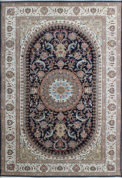 Indian Nain Blue Rectangle 7x10 ft Wool and Viscose Carpet 136758