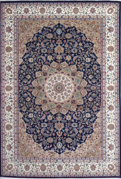 Indian Nain Blue Rectangle 7x10 ft Wool and Viscose Carpet 136760