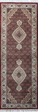 Indian Mahi Red Runner 6 to 9 ft Wool and Silk Carpet 136786