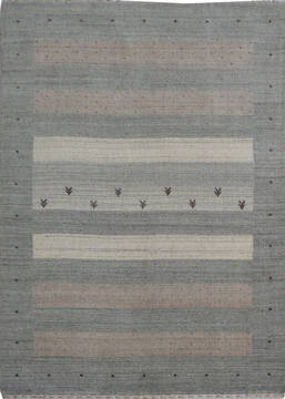 Indian Gabbeh Grey Rectangle 4x6 ft Wool Carpet 136809