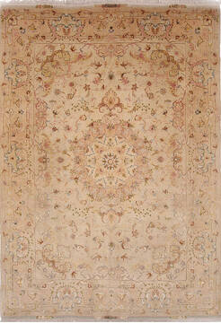 Tabriz Beige Hand Knotted 8'3" X 11'7"  Area Rug 254-136997