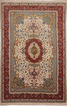 Tabriz Beige Hand Knotted 6'6" X 10'2"  Area Rug 254-136999