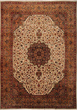 Tabriz Beige Hand Knotted 10'0" X 13'10"  Area Rug 254-137000
