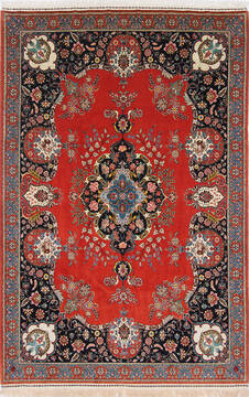 Tabriz Red Hand Knotted 6'8" X 10'0"  Area Rug 254-137004