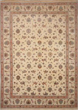 Tabriz Beige Hand Knotted 10'0" X 13'0"  Area Rug 254-137009