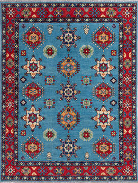 Afghan Kazak Blue Rectangle 5x7 ft Wool Carpet 137050