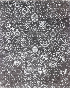 Modern Black Hand Knotted 8'11" X 12'1"  Area Rug 904-137117