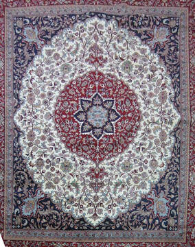 Nain White Hand Knotted 9'0" X 12'0"  Area Rug 905-137142