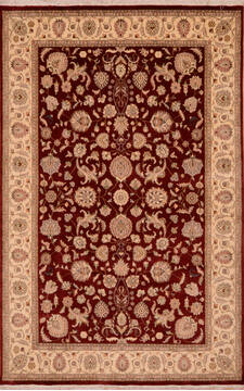 Pakistani Pak-Persian Beige Rectangle 7x9 ft Wool Carpet 137403