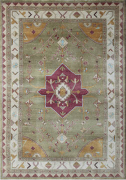Agra Green Hand Knotted 5'5" X 7'5"  Area Rug 902-137505