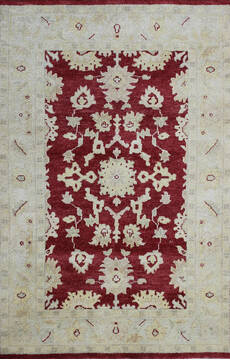 Agra Red Hand Knotted 4'0" X 6'0"  Area Rug 902-137506