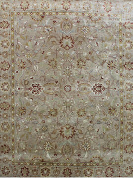 Indian Agra Beige Rectangle 9x12 ft Wool Carpet 137510