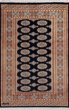Pakistani Bokhara Black Rectangle 4x6 ft Wool Carpet 137596