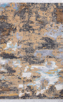 Modern Multicolor Hand Knotted 4'1" X 6'2"  Area Rug 700-137661