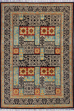 Afghan Chobi Black Rectangle 5x8 ft Wool Carpet 139944