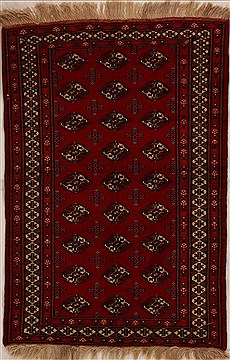 Afghan Bokhara Red Rectangle 3x5 ft Wool Carpet 14011