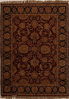 Agra Red Hand Knotted 5'2" X 7'1"  Area Rug 251-14078