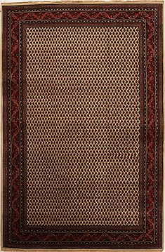 Indian Hamedan Beige Rectangle 6x9 ft Wool Carpet 14158