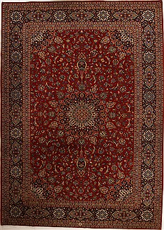 Persian Kashan Red Rectangle 9x13 ft Wool Carpet 14164