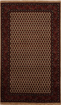 Indian Hamedan Beige Rectangle 3x5 ft Wool Carpet 14202