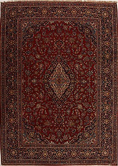 Persian Kashan Red Rectangle 10x14 ft Wool Carpet 14287
