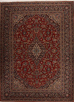 Persian Kashan Red Rectangle 10x14 ft Wool Carpet 14296