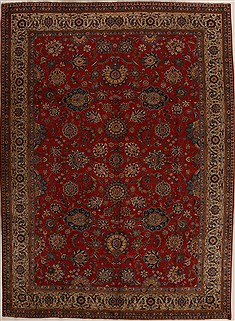 Persian Kashan Red Rectangle 9x13 ft Wool Carpet 14300