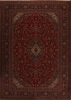 Persian Kashan Red Rectangle 10x14 ft Wool Carpet 14306
