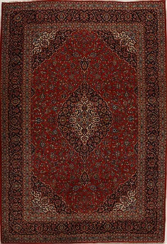 Persian Kashan Red Rectangle 10x14 ft Wool Carpet 14307