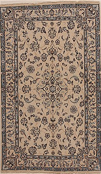 Persian Tabas Beige Rectangle 5x7 ft Wool Carpet 14322