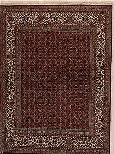 Mood Red Hand Knotted 4'9" X 6'6"  Area Rug 251-14358