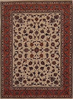 Persian Tabriz Beige Rectangle 5x7 ft Wool Carpet 14367