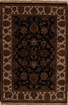 Agra Black Hand Knotted 4'0" X 6'0"  Area Rug 251-14561