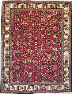 Persian Tabriz Red Rectangle 10x14 ft Wool Carpet 14705
