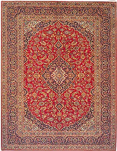 Persian Kashan Red Rectangle 10x13 ft Wool Carpet 14734